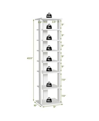 7-Tier Slim Wooden Vertical Shoe Rack for Entryway-White
