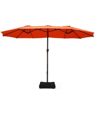 15 ft Extra Large Patio Double Sided Umbrella with Crank and Base