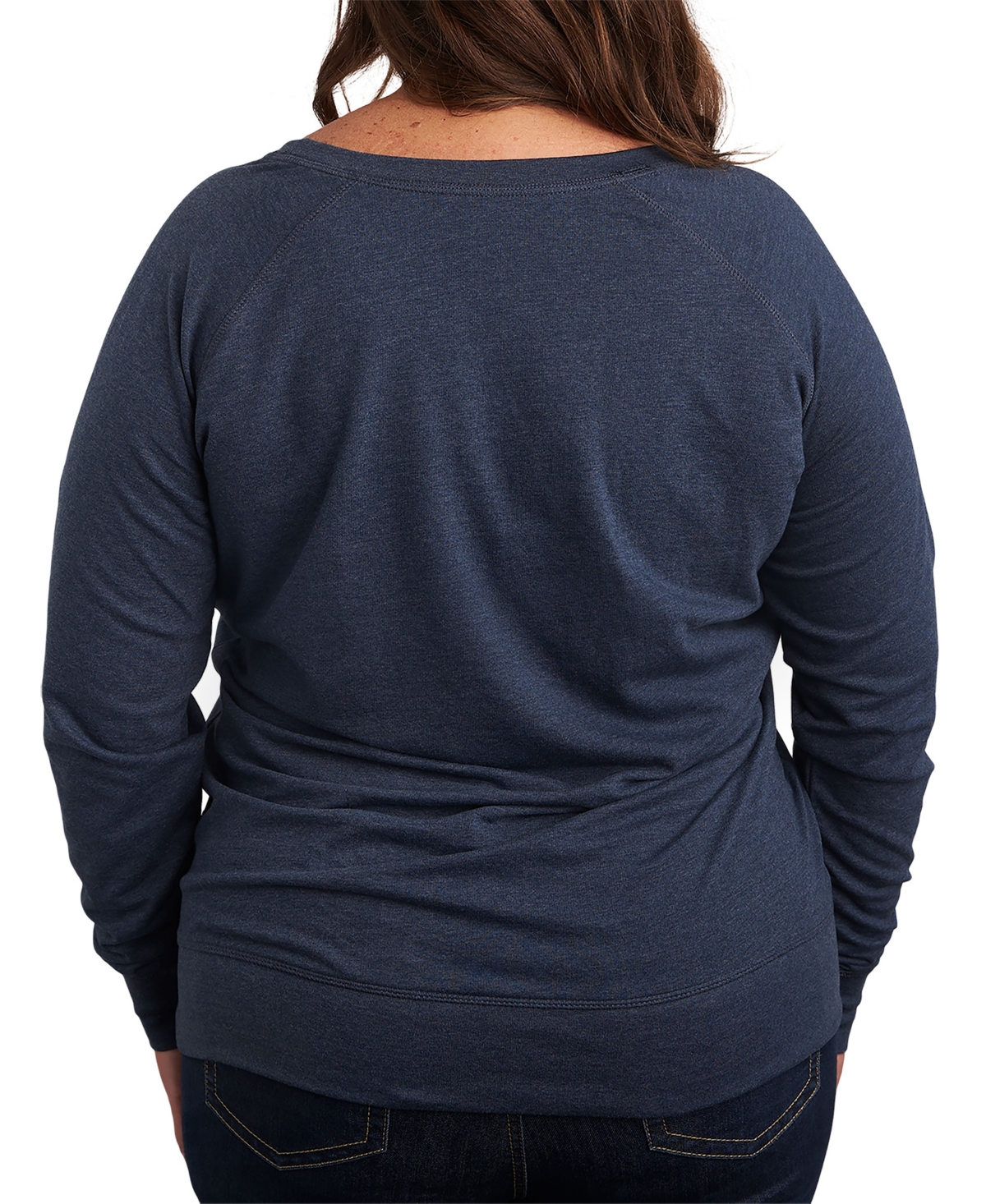Hybrid Apparel Retro Daisies Plus Size Graphic Pullover In Heather Indigo