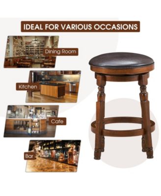 Set of 2 24-Inch Swivel Leather Padded Bar Dining Stools