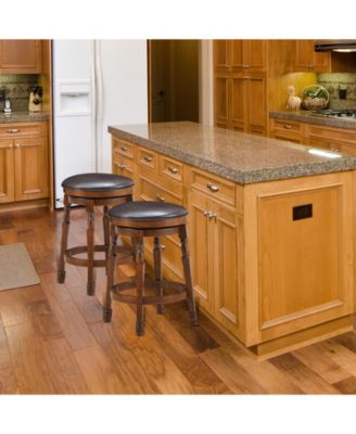 Set of 2 24-Inch Swivel Leather Padded Bar Dining Stools