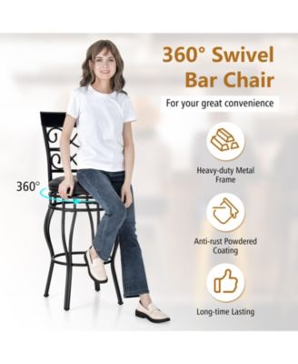   Set of 2  Metal   30", Backrest & Footrest  Bar Stools