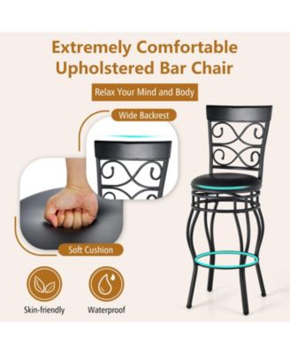   Set of 2  Metal   30", Backrest & Footrest  Bar Stools