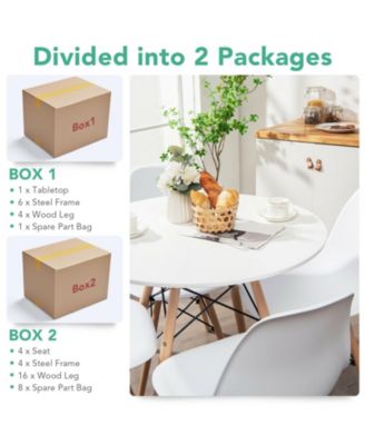 5 Pieces Table Set With Solid Wood Leg For Dining Room