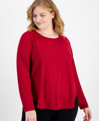 ID Ideology Plus Size Essentials Long Sleeve T-Shirt, Created for Macy ...