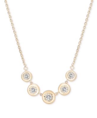 Diamond Bezel Five Stone Adjustable 18" Collar Necklace (1/2 ct. t.w.) in Sterling Silver or 14k Gold-Plated Sterling Silver