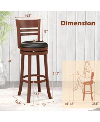 Set of 2 360° Bar Stools with PU Upholstered Seats