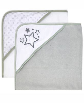 Baby Boys and Baby Girls Stars 2 Pack Hooded Bath Towel and Wash Cloth Set