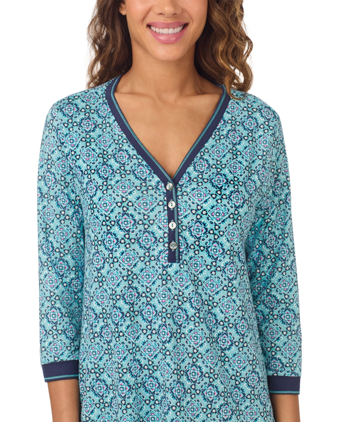 Cuddl Duds Women's Printed 3/4-Sleeve Sleepshirt