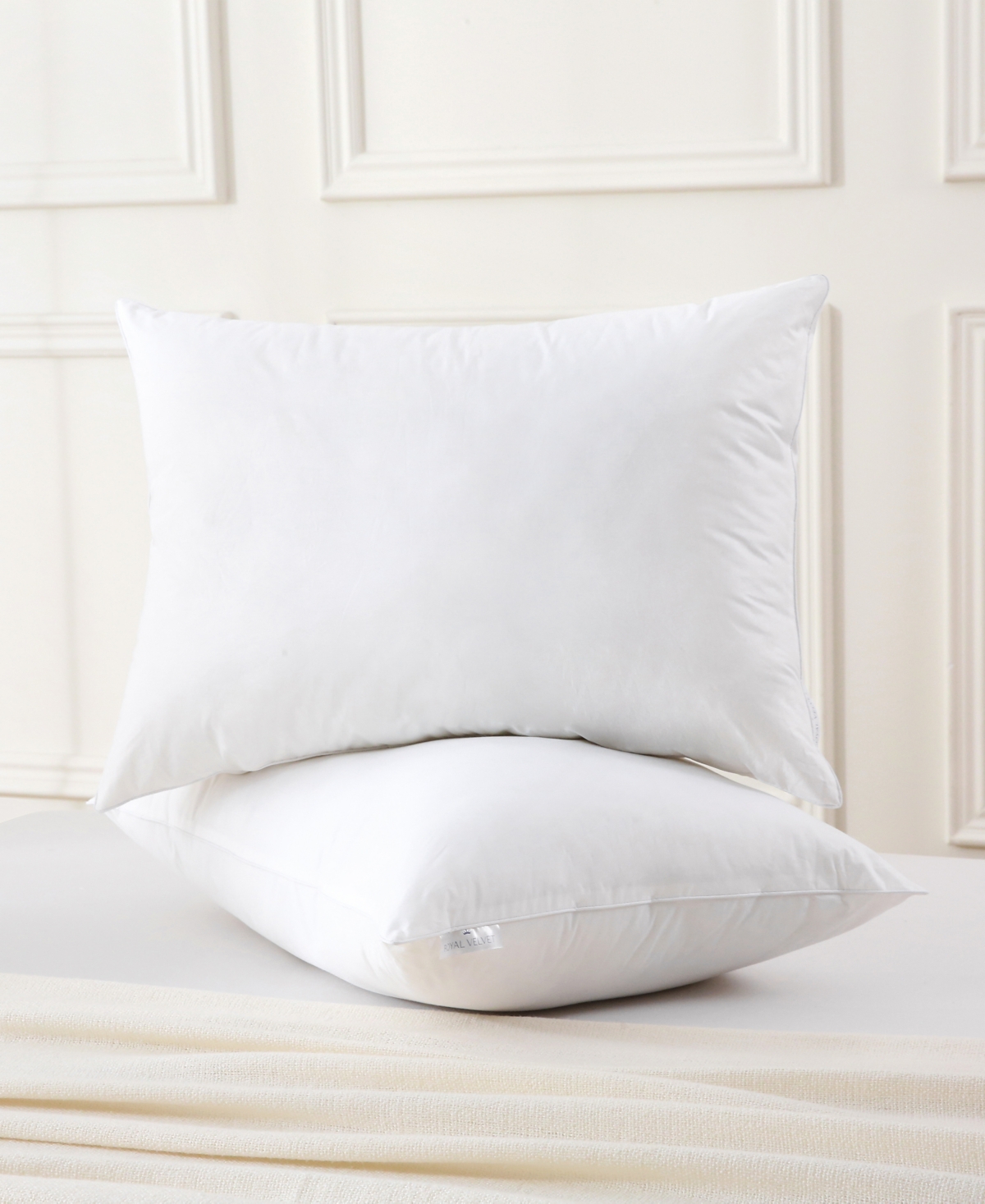 Royal Velvet White Goose Nano Down Feather Blend Pillow In White
