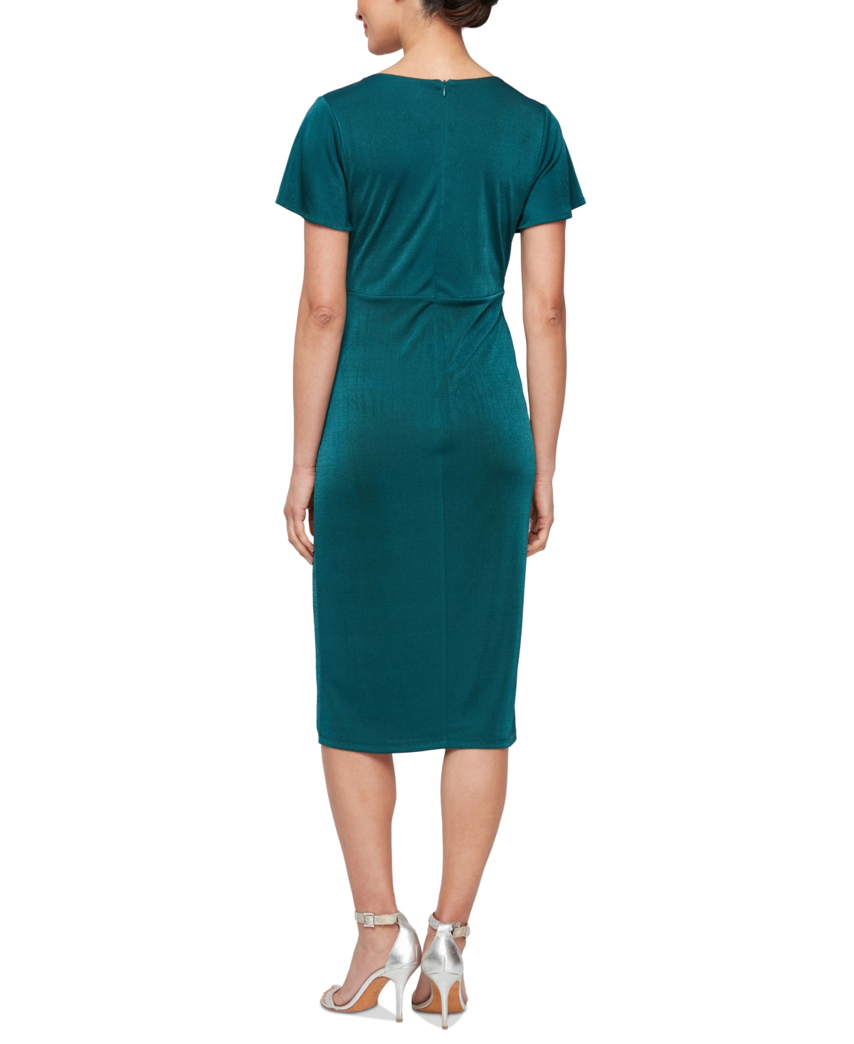Sl Fashions Women's Jersey V-Neck Short-Sleeve Dress