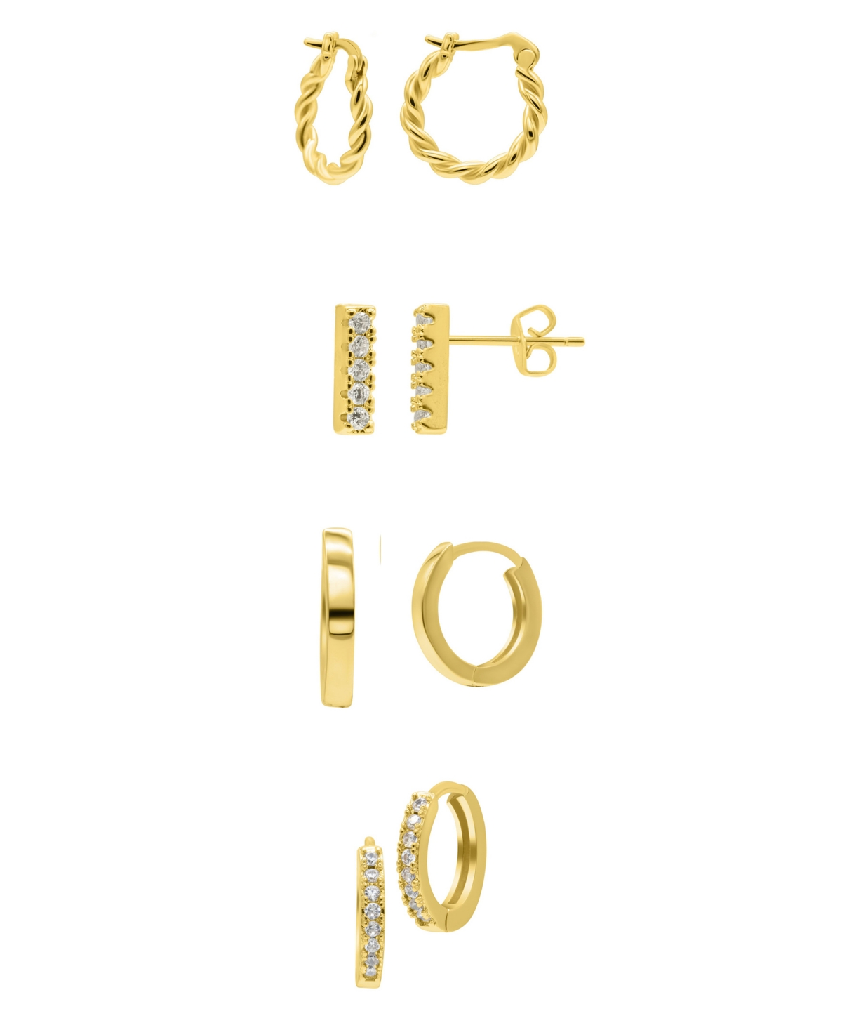 Adornia Gold Set Of 4 Mixed Earrings In Gold