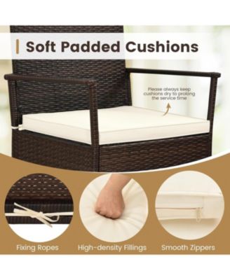 3 Piece Patio Rocking Set Wicker Rocking Chairs with 2-Tier Coffee Table