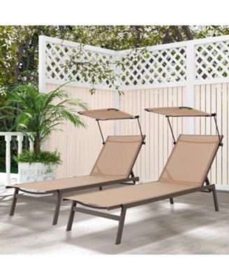 Outdoor Chaise Lounge Chair with Sunshade and 6 Adjustable Position