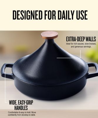 Cast Iron 3Qt Tagine Pot – Enameled, Nonstick, Oven & Induction Safe, PFAS/PFOA/PTFE-Free