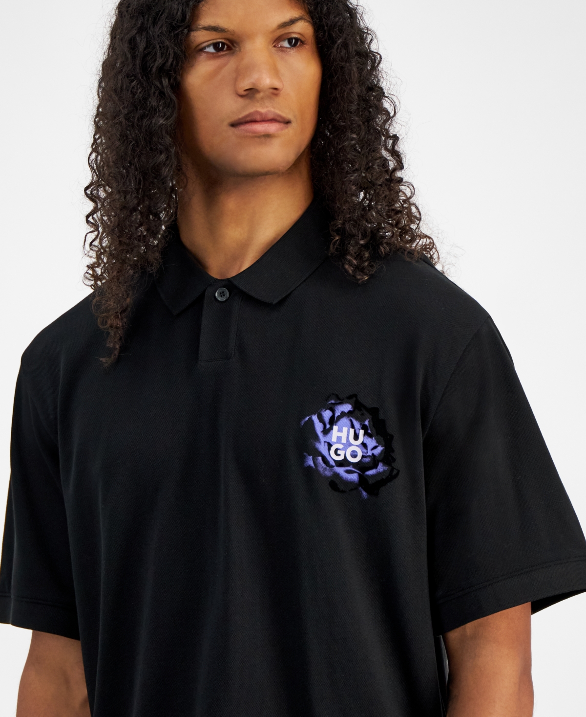 Hugo Boss Men's Relaxed Fit Single-Button Short Sleeve Logo Polo Shirt