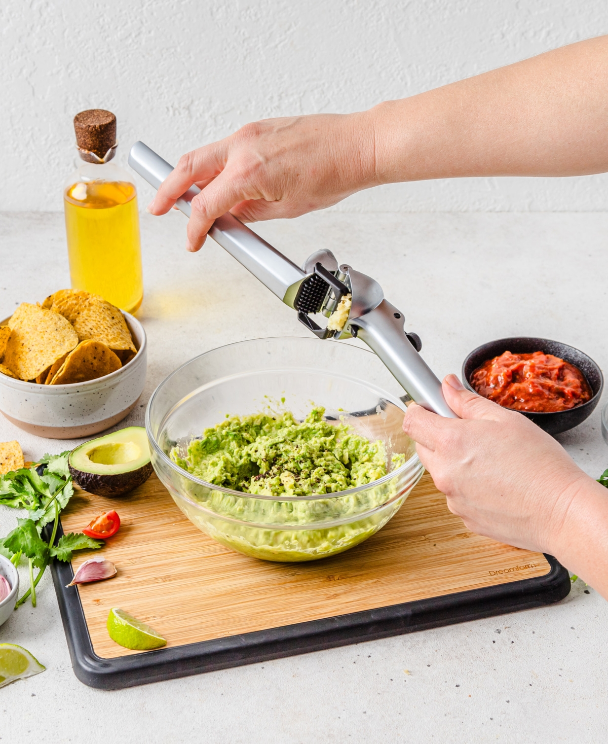 Dreamfarm Garject Peel Eject Garlic Press In Silver