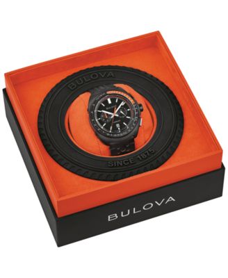 Men's Chronograph Racer Black Leather Strap Watch 42mm