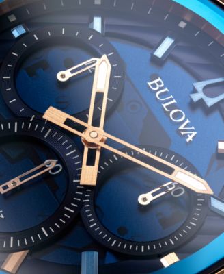 Men's Chronograph Marc Anthony CURV Blue EPDM Rubber Strap Watch 44mm