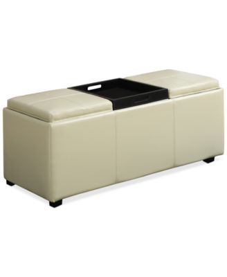 Avalon Faux Leather Storage Ottoman with 3 Trays