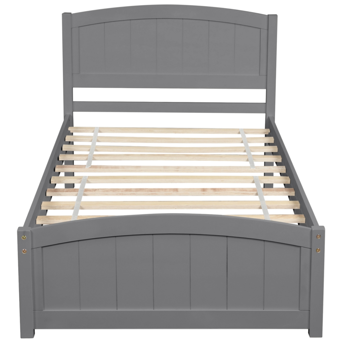 Wood Platform Bed With Headboard, Footboard And Wood Slat Support Twin
