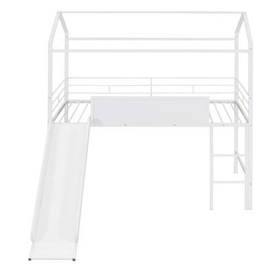 Twin Loft Bed with Slide and Writable Board