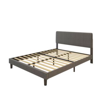 Twin Upholstered Headboard Platform Bed Frame, With Wood Slat Support ...