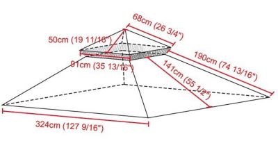 10.6'x10.6' Gazebo Top Replacement Fit for Brand_Model Summer Veranda Gazebo/L-GZ093PST/G-GZ093PST/TGZ093 2 Tier Outdoor Patio Dark Beige