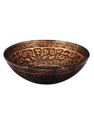 Tempered Glass Round Vessel Sink Antique Totem Above Counter Bathroom Vanity Bowl Basin