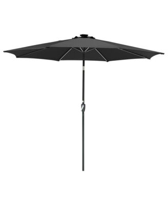 10ft Solar Power LED Patio Umbrella Market Parasol Pool Sunshade Tilt with Crank