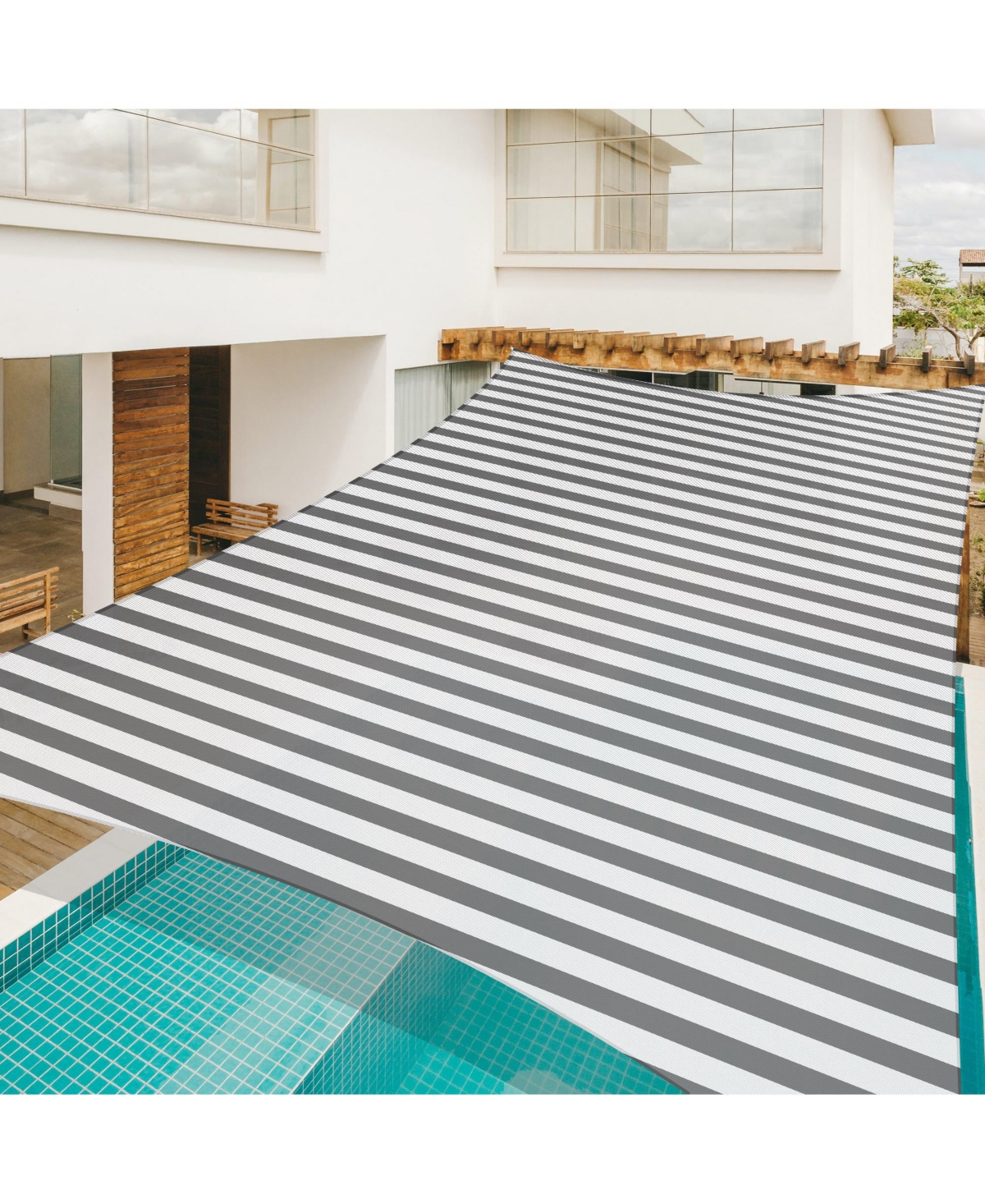 Yescom 19x13 Ft 97% Uv Block Rectangle Hdpe Sun Shade Sail Canopy Outdoor Patio Pool - Gray+white