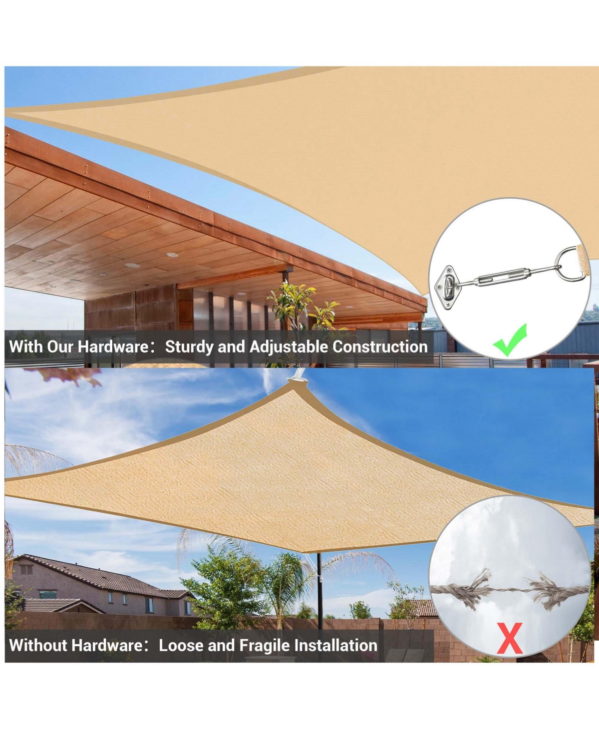 18x18 Ft Square Sun Shade Sail with Hardware Kit 97% Uv Block Top Canopy Outdoor - Mellow yellow+silver