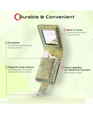 Portable Lipstick Case Lip Gloss Pouch with Mirror for Purse Mini Bag