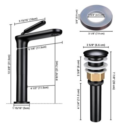 Tempered Glass Vessel Sink w/ Faucet & Pop up Drain Bathroom Lavatory