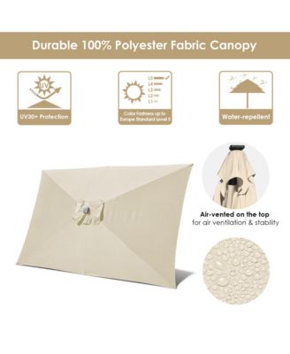 10x6.5FT Rectangle Outdoor Solar LED Patio Umbrella with Crank Tilt for Table Market Yard Deck Pool Party Navy