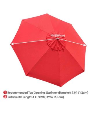 10Ft 8 Rib Umbrella Replacement Canopy Cover Top Patio Sun Shade Market Yard Red