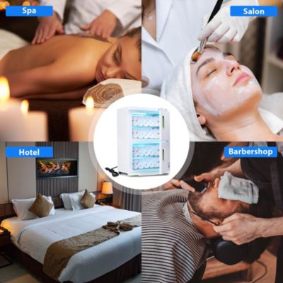 46L Hot UV Sterilizer Towel Warmer Cabinet Heated Nail Salon Spa Facial Dual 4 Rack