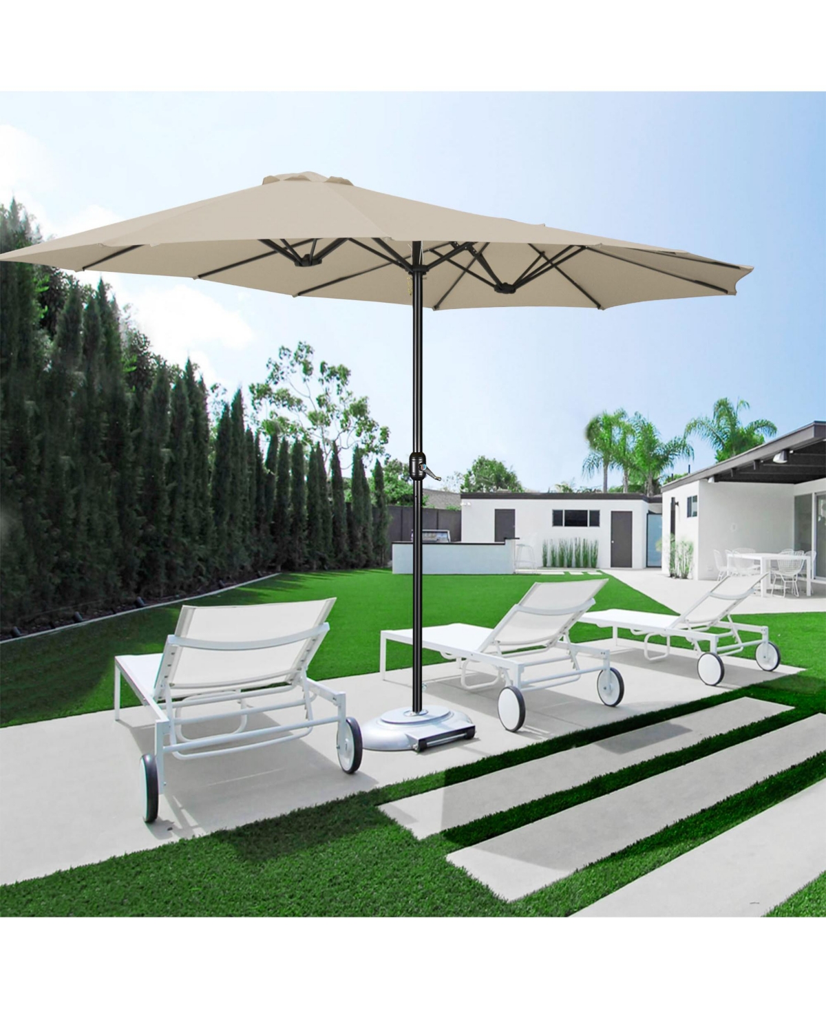 Yescom 14' Double-sided Patio Umbrella Sun Shade Fade Resistant Crank Outdoor Garden Market Sand