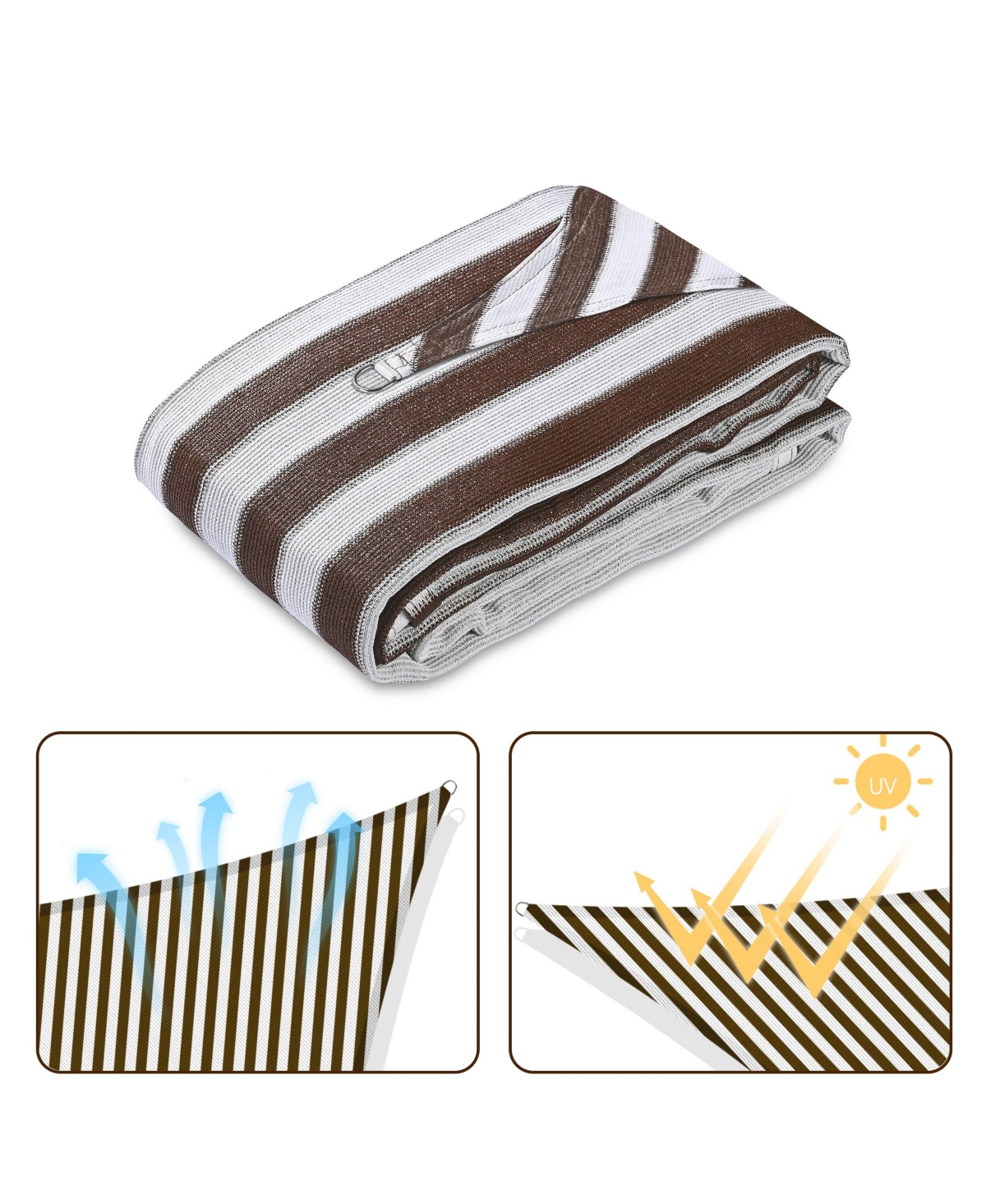 Yescom Ft 97% Uv Block Square Sun Shade Sail Hdpe Canopy Patio Park Garden - Coffee+white