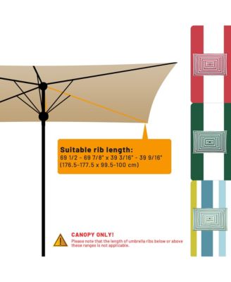 10x6.5 Ft Patio Umbrella Replacement Canopy Market Table Top Sunshade Cover Yard