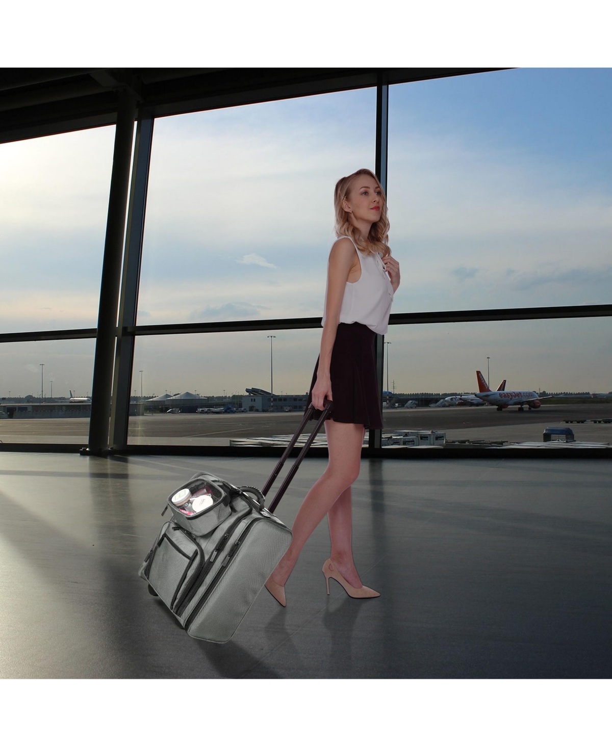 Byootique Rolling Makeup Train Case Side Pockets Cosmetic Pouch Travel