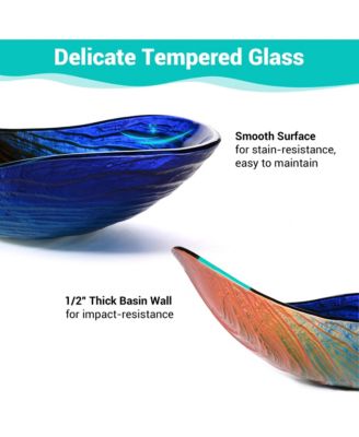 Waterdrop Shape Tempered Glass Vessel Sink Vanity Counter Top Basin