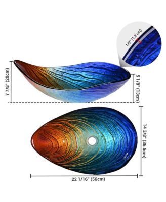 Waterdrop Shape Tempered Glass Sink Counter Top Bathroom Basin 2 Pack