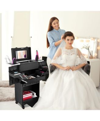 Rolling Makeup Case Trolley Cosmetic Organizer Hair Stylist Salon
