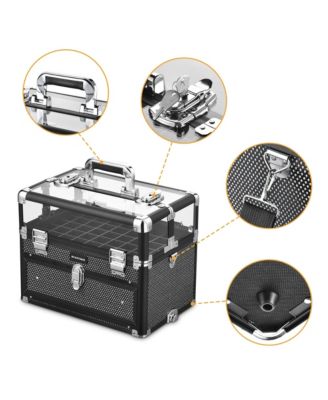 2in1 Nail Polish Organizer Rolling Makeup Train Case Manicure Black