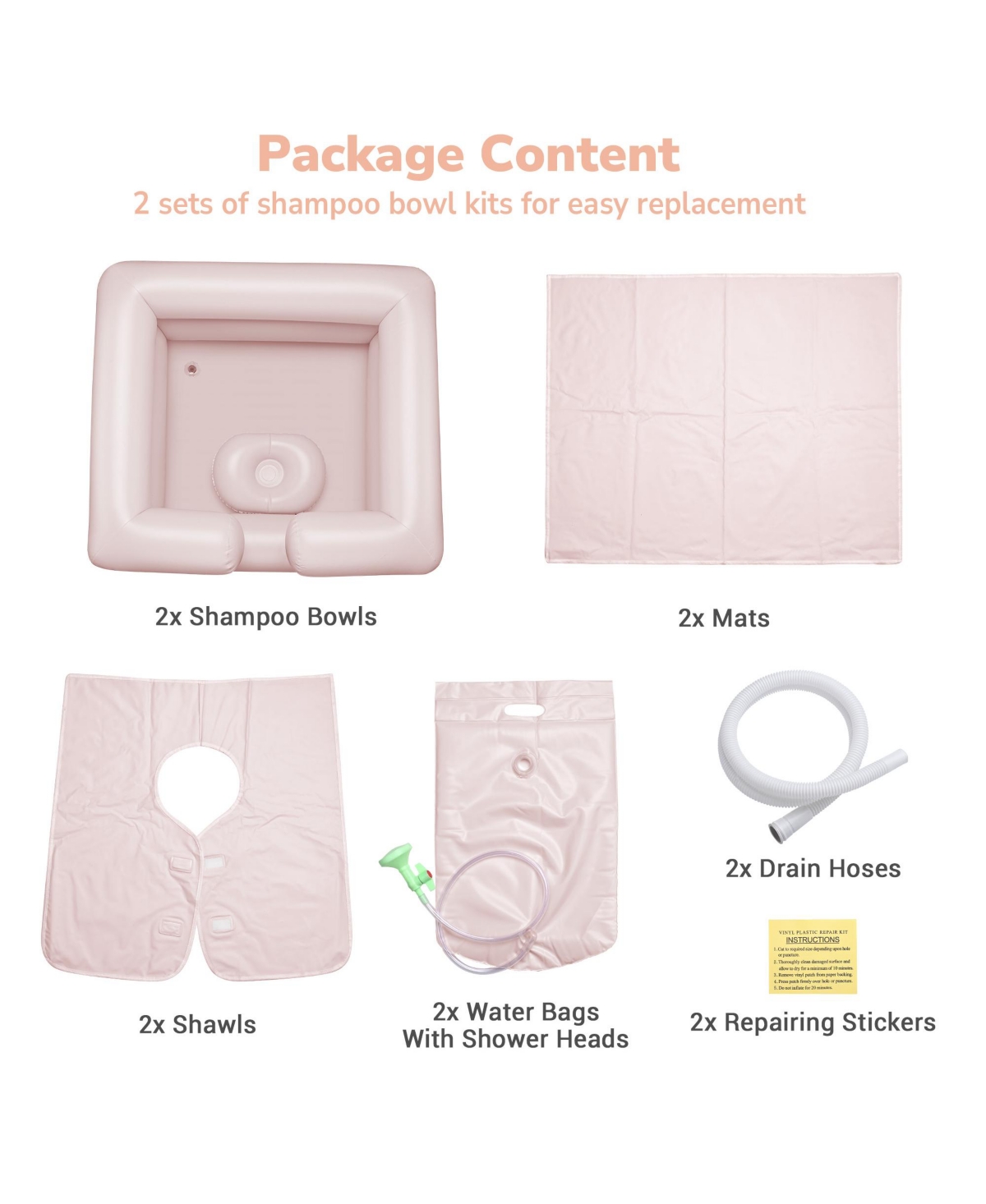 Inflatable Shampoo Bowl Kit Set of 2 Hair Washing Basins For Elderly Disabled