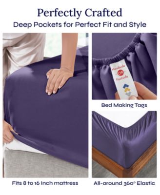 Soft Cotton Sheet Set - 400 Thread Count 100% Cotton Sateen - Queen