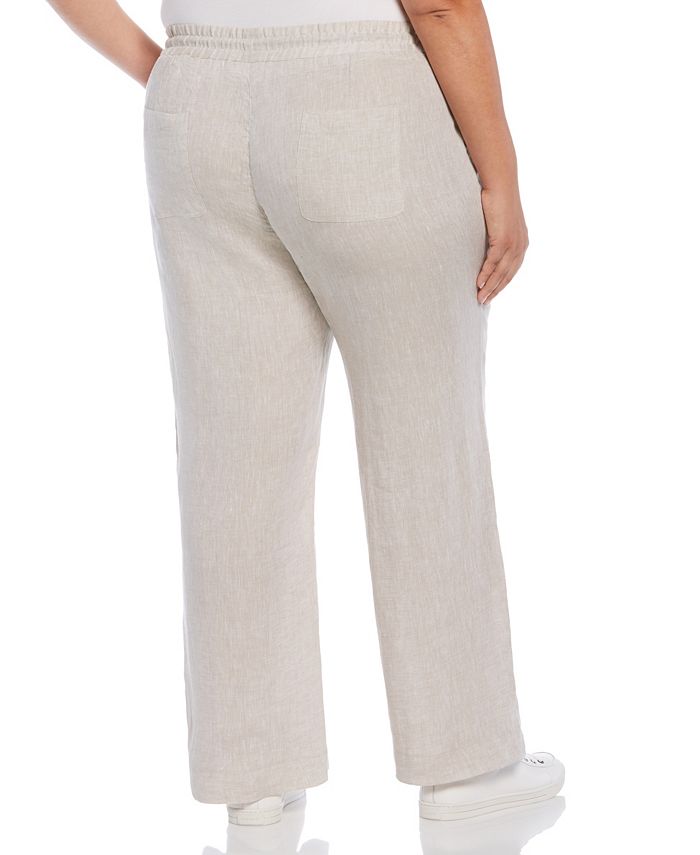 Rafaella Plus Size Wide Leg Drawstring Linen Pants Macy's