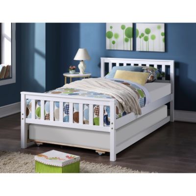 Twin Bed With Trundle, Platform Bed Frame With Headboard And Footboard, For Bedroom Small