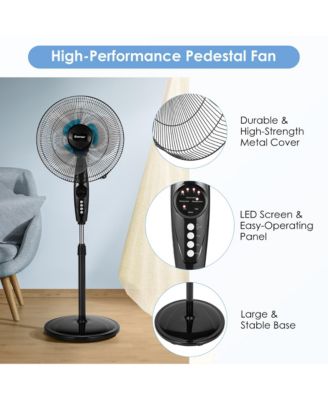 16'' Adjustable Oscillating Pedestal Fan Dual Blades w/Remote Control